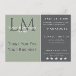 Tarjeta De Recepción Classic Sage Green Business Branding Thank You