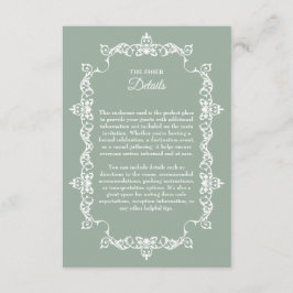 Tarjeta De Recepción Classic Sage Green Ornately Framed Wedding
