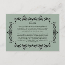 Tarjeta De Recepción Classic Sage Green Ornately Framed Wedding