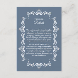 Tarjeta De Recepción Classic Slate Blue Ornately Framed Wedding