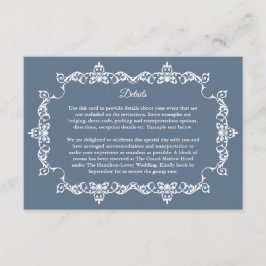 Tarjeta De Recepción Classic Slate Blue Ornately Framed Wedding