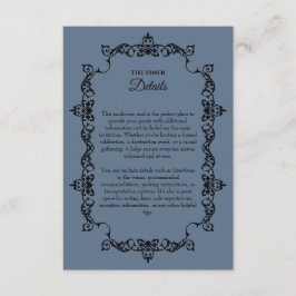 Tarjeta De Recepción Classic Slate Blue Ornately Framed Wedding