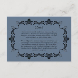 Tarjeta De Recepción Classic Slate Blue Ornately Framed Wedding