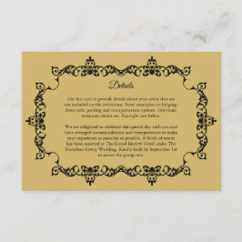 Tarjeta De Recepción Classic Soft Gold Ornately Framed Wedding