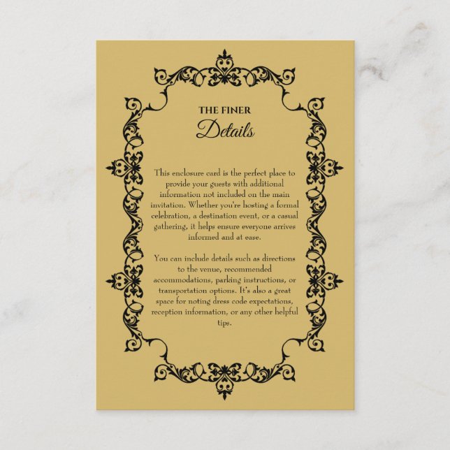 Tarjeta De Recepción Classic Soft Gold Ornately Framed Wedding (Anverso)