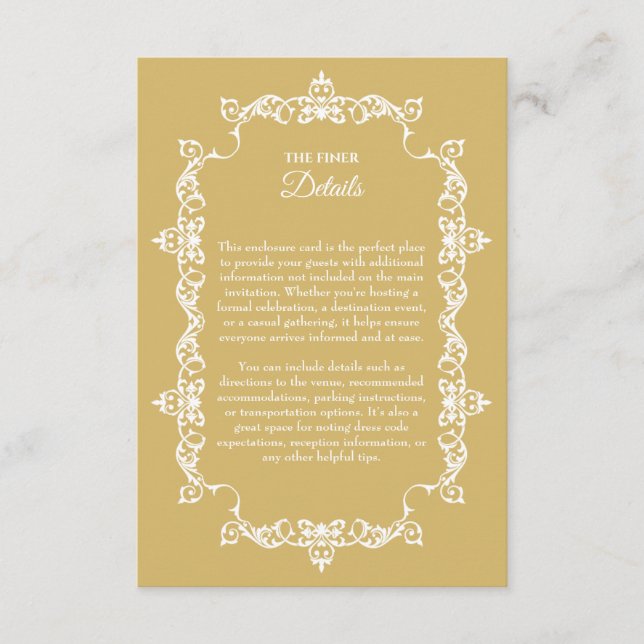 Tarjeta De Recepción Classic Soft Gold Ornately Framed Wedding (Anverso)