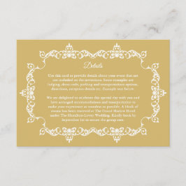 Tarjeta De Recepción Classic Soft Gold Ornately Framed Wedding