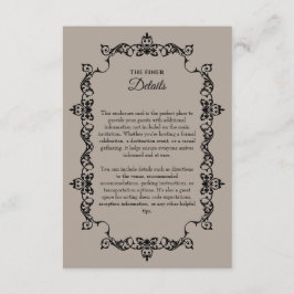 Tarjeta De Recepción Classic Taupe Linen Brown Ornately Framed Wedding