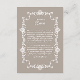 Tarjeta De Recepción Classic Taupe Linen Brown Ornately Framed Wedding