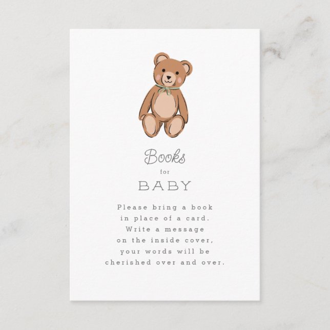 Tarjeta De Recepción Classic Teddy Bear Sage Green Baby Shower (Anverso)