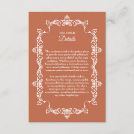 Tarjeta De Recepción Classic Terracotta Clay Ornately Framed Wedding