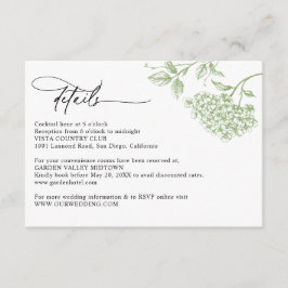 Tarjeta De Recepción Classic Victorian Green Floral Wedding Details 