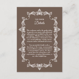 Tarjeta De Recepción Classic Warm Mocha Brown Ornately Framed Wedding