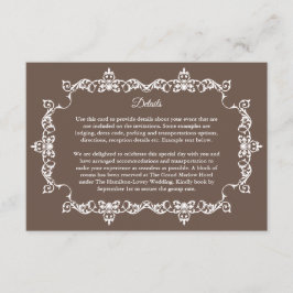 Tarjeta De Recepción Classic Warm Mocha Brown Ornately Framed Wedding