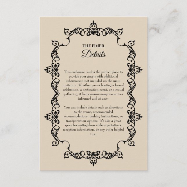 Tarjeta De Recepción Classic Warm Sand Ornately Framed Wedding (Anverso)