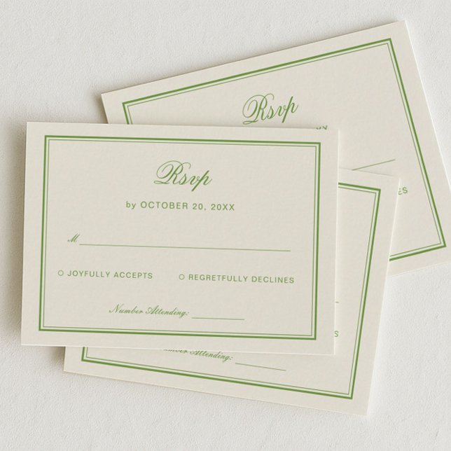 Tarjeta De Recepción Classic White and Sage Green Wedding Response (Subido por el creador)