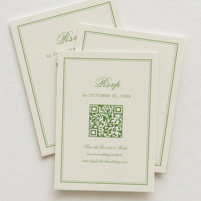 Tarjeta De Recepción Classic White and Sage Green Wedding Response (Subido por el creador)