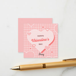 Tarjeta De Recepción Classroom Valentine Pink and White Grid Design