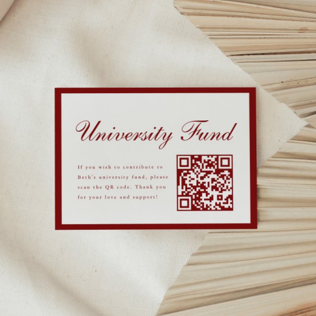 Tarjeta De Recepción Classy Wine Red University Fund QR Code Graduation (Subido por el creador)