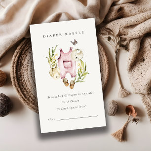 Tarjeta De Recepción Clothe Diaper Raffle Baby Shower, Chica de follaje