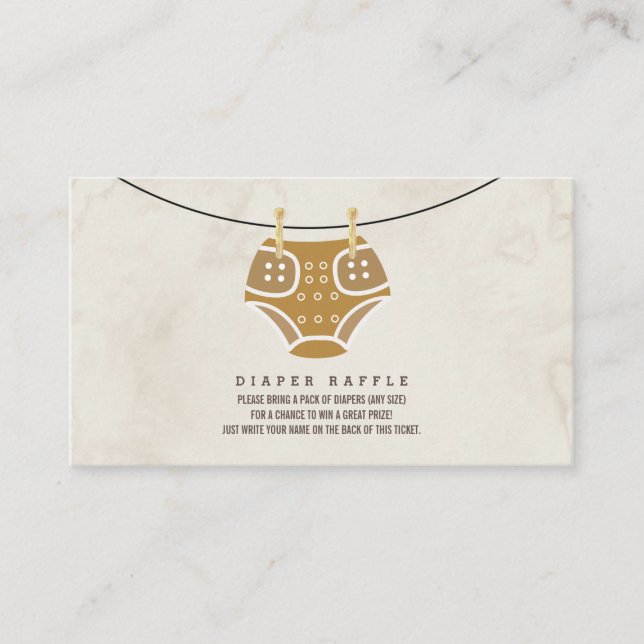 Tarjeta De Recepción Clothesline Diaper Raffle Ticket Baby Shower (Anverso)