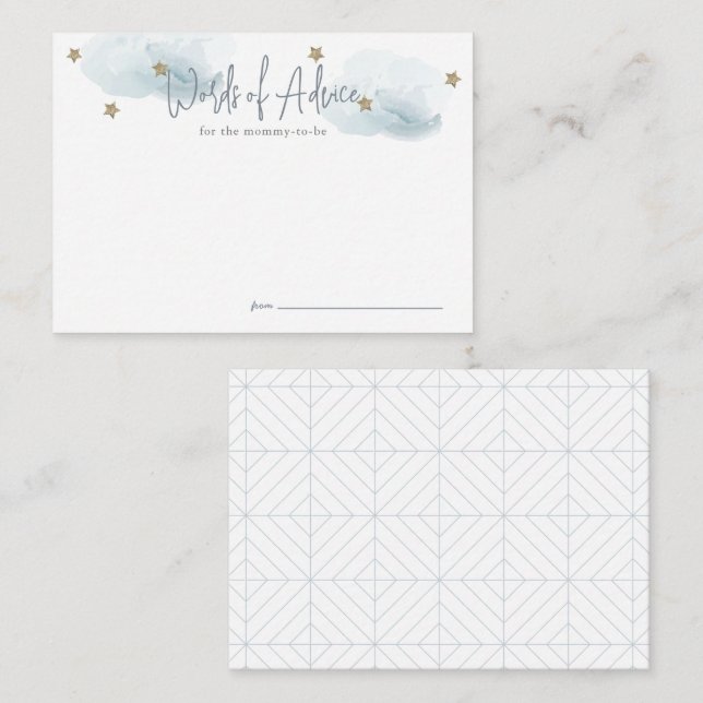 Tarjeta De Recepción Cloud 9 Blue Baby Shower Advice (Anverso / Reverso)