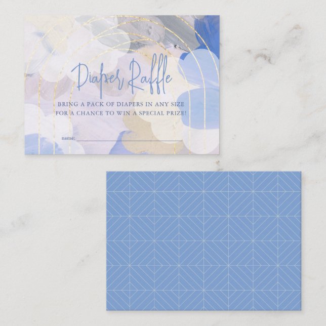Tarjeta De Recepción Cloud 9 Gouache Baby Shower Diaper Raffle (Anverso / Reverso)
