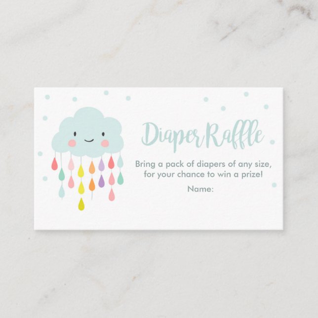 Tarjeta De Recepción Cloud Diaper Raffle Card Rain descarta Baby Shower (Anverso)