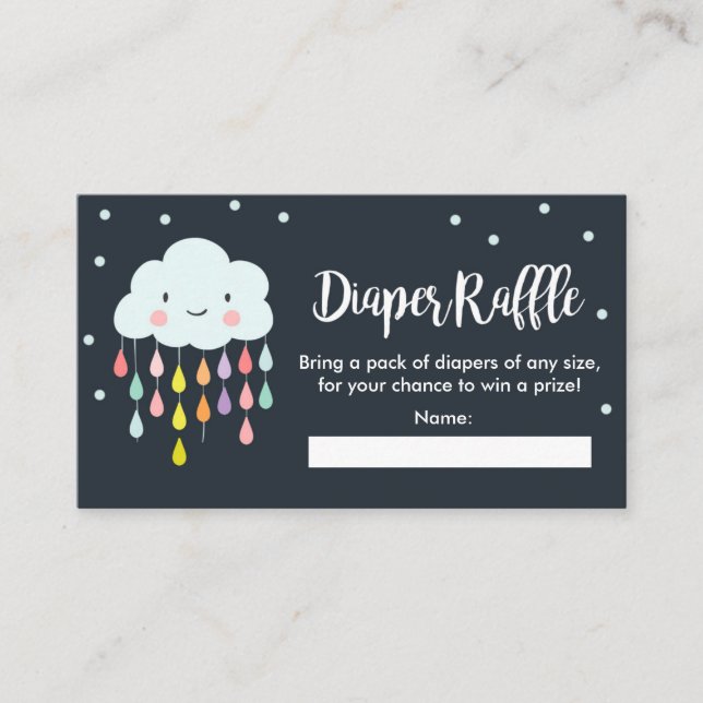Tarjeta De Recepción Cloud Diaper Raffle Card Rain descarta Baby Shower (Anverso)