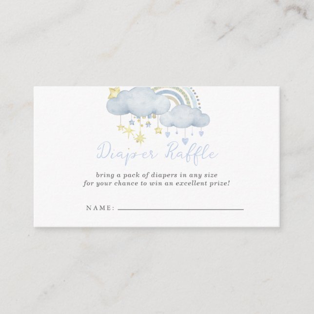 Tarjeta De Recepción Cloud Nine Boy Baby Shower Diaper Raffle (Anverso)
