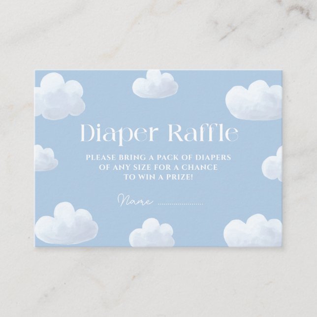 Tarjeta De Recepción Cloud Nueve Blue Baby Shower Diaper Raffle (Anverso)