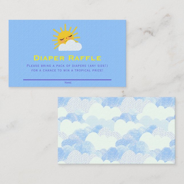 Tarjeta De Recepción Cloudy Sunshine Baby Shower Diaper Raffle Ticket (Anverso / Reverso)