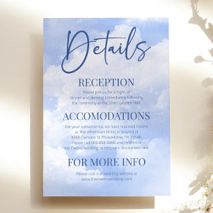 Tarjeta De Recepción Clúpulos blancos azules nubes elegantes detalles d
