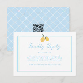 Tarjeta De Recepción Coastal Blue Lemon Amalfi QR Code RSVP 