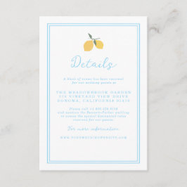 Tarjeta De Recepción Coastal Blue Lemon Amalfi Wedding Details Card