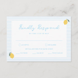 Tarjeta De Recepción Coastal Blue Lemon Amalfi Wedding RSVP Card