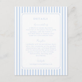 Tarjeta De Recepción Coastal Blue Striped Wedding Detail