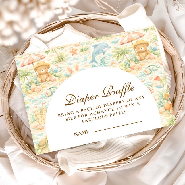 Tarjeta De Recepción Coastal Pastel Animals Diapper Raffle (Subido por el creador)