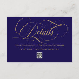 Tarjeta De Recepción Cobalt Blue and Gold Simple Wedding