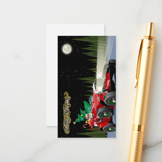 Tarjeta De Recepción coche vintage de los navidades (Anverso/Reverso In Situ)