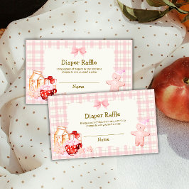 Tarjeta De Recepción Cocina de leche rosa Gingham Diaper Raffle Baby Sh