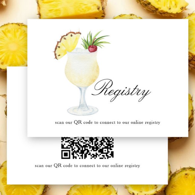 Tarjeta De Recepción Cocktail Bridal shower QR code for registry  (Subido por el creador)