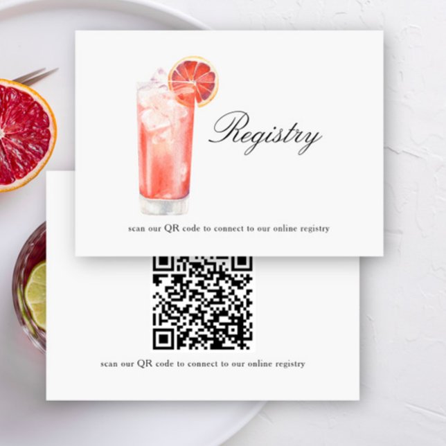 Tarjeta De Recepción Cocktail Bridal shower QR code for registry  (Subido por el creador)