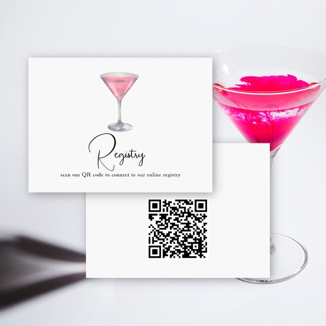 Tarjeta De Recepción Cocktail QR Code Bridal Shower Registry  (Subido por el creador)