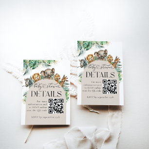 Tarjeta De Recepción Codificación de los datos de Baby Shower de Safari