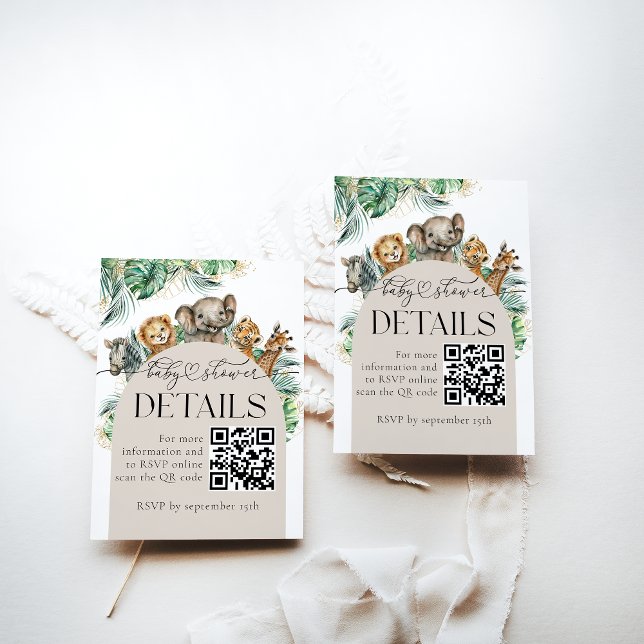 Tarjeta De Recepción Codificación de los datos de Baby Shower de Safari (Subido por el creador)