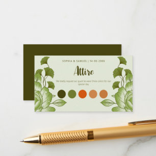Tarjeta De Recepción Código de color del atuendo del boda