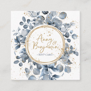 Tarjeta De Recepción Código de Purpurina de oro Eucalyptus 01 - RSVP 3