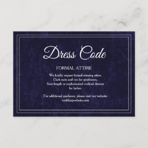 Tarjeta De Recepción Código de Vestido de Boda Azul Marino Clásico Eleg