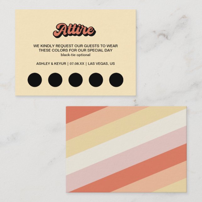 Tarjeta De Recepción Código de vestimenta (Anverso / Reverso)